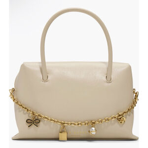 Ted Baker London Vera Charm Leather Satchel Crossbody Tote Bag Gold Charms NWT